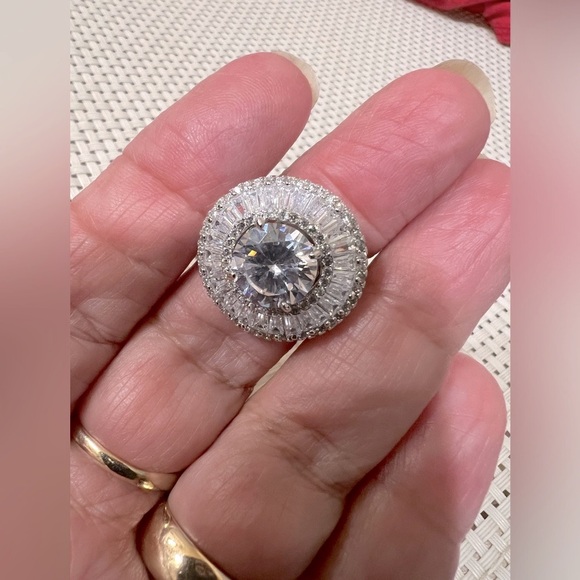 NWOT Cote D’Argent Vintage Estate FZN CZ .925 Sterling Cocktail Chunky Ring - Picture 11 of 12